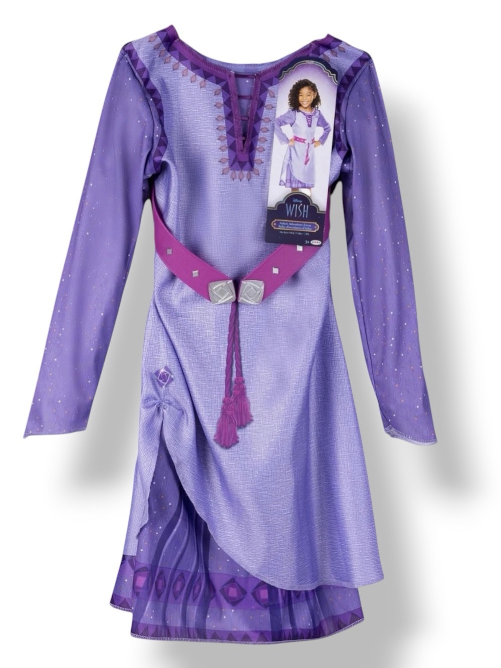 Disney Wish Asha Adventure Dress Up Costume Purple Girls Small 4-6X NEW - Picture 3 of 15